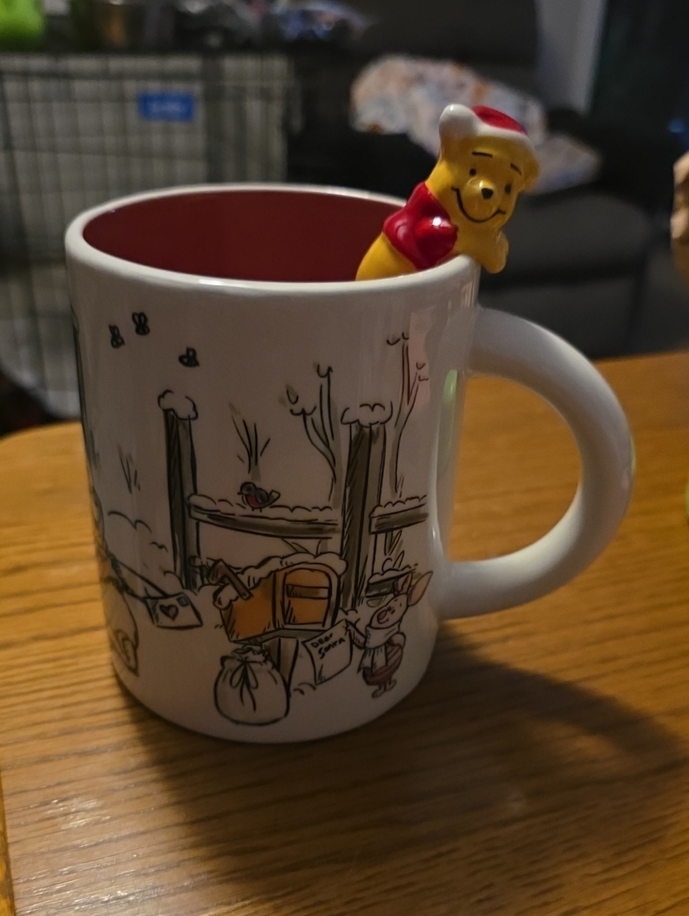 Disney Winnie the Pooh White Ceramic Mug with Red Interior and Yellow Coffee Mug